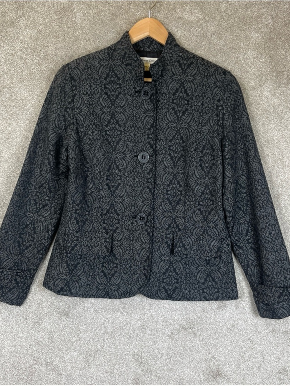 Coldwater Creek Jacket Womens 12 Gray Wool Blend Lined Button Front- 4544